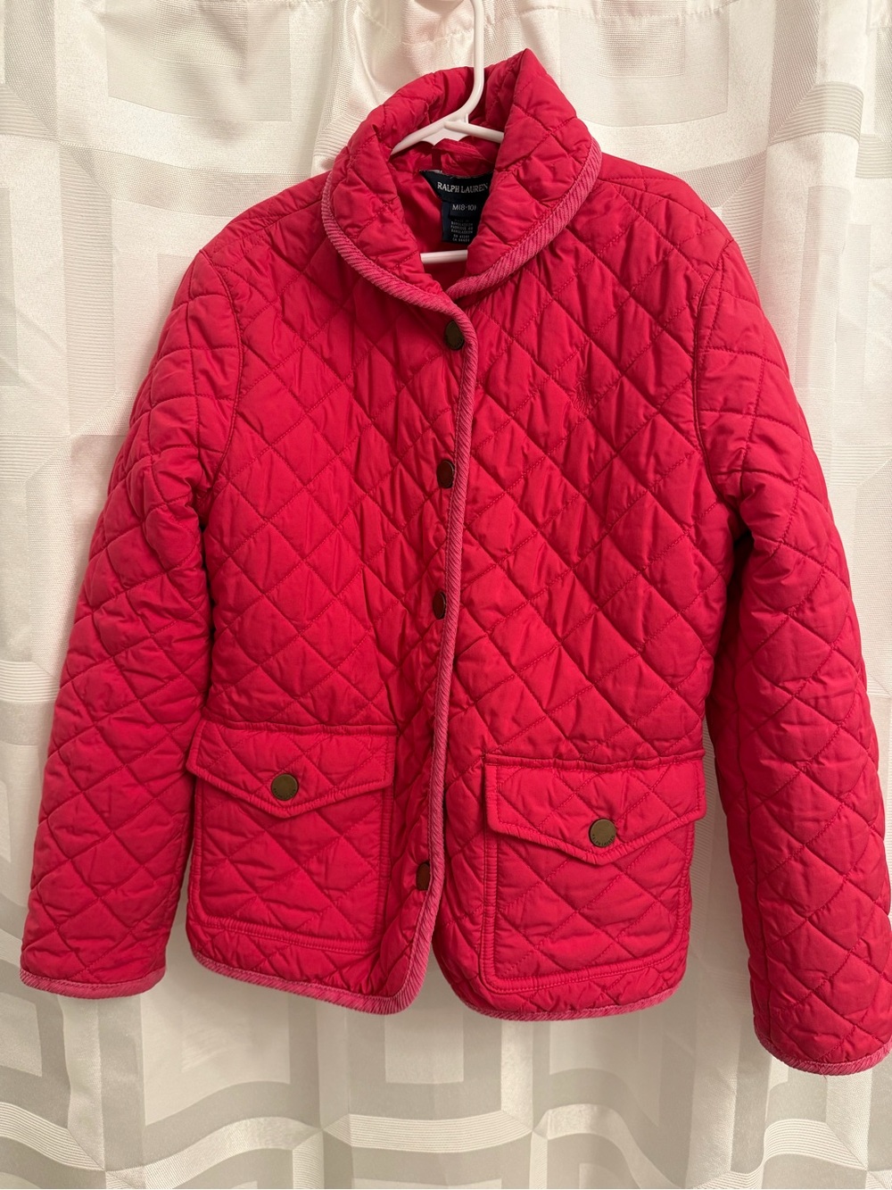 Girls Ralph Lauren hot pink quilted barn jacket coat size medium 8 10